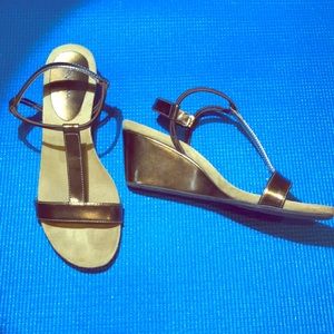 Style & Co brown metallic wedges. Lightly worn.
